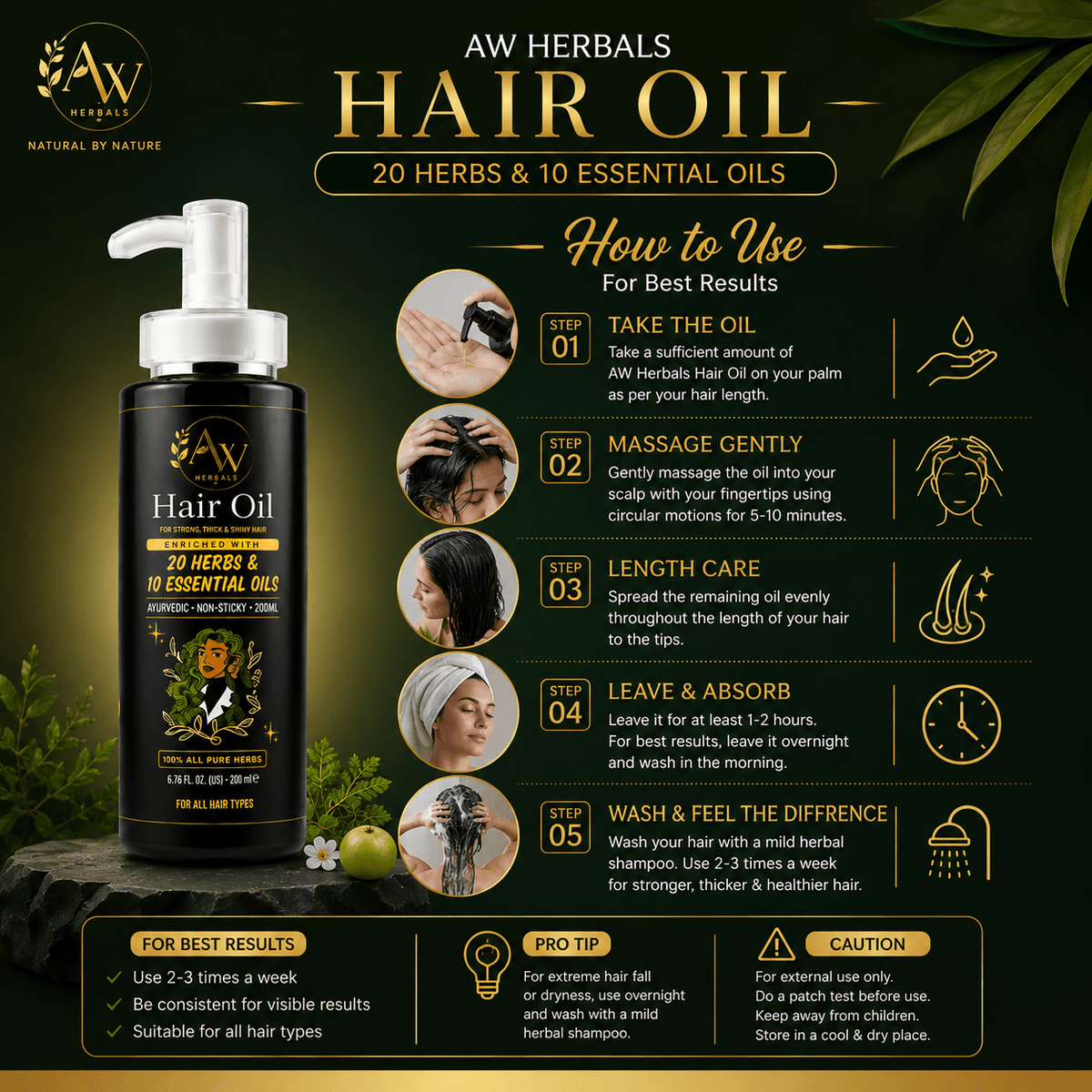 Herbal Hair Oil - 500 ML - AW Herbals