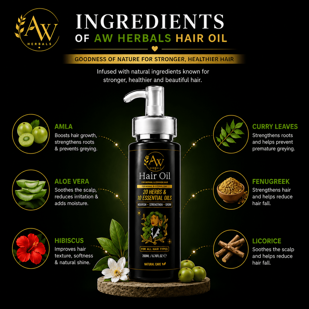 Herbal Hair Oil - 500 ML - AW Herbals