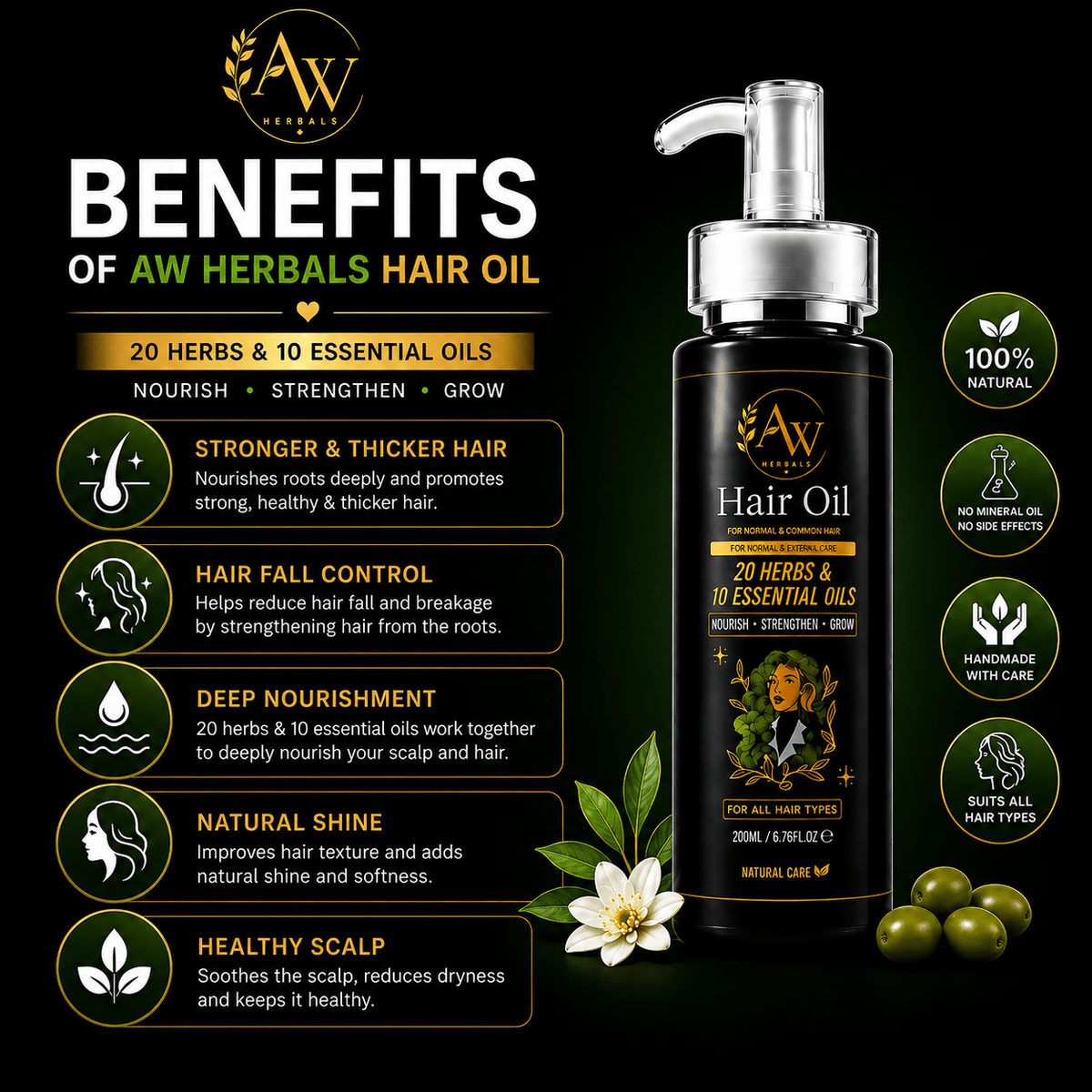 Herbal Hair Oil - 500 ML - AW Herbals
